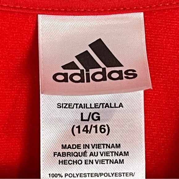 Adidas Red Black Grey Colorblock Track Jacket L 14/16 - Picture 3 of 5